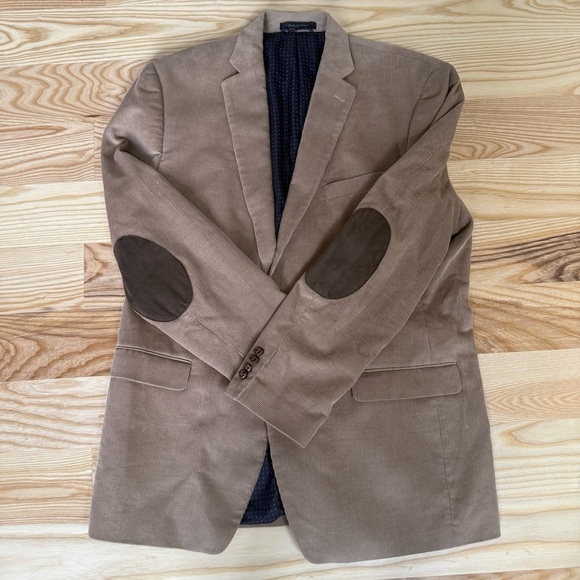 Chaps Mens Blazer Size 44L Tan Corduroy With Elbow Patches Sports Coat - Picture 1 of 14